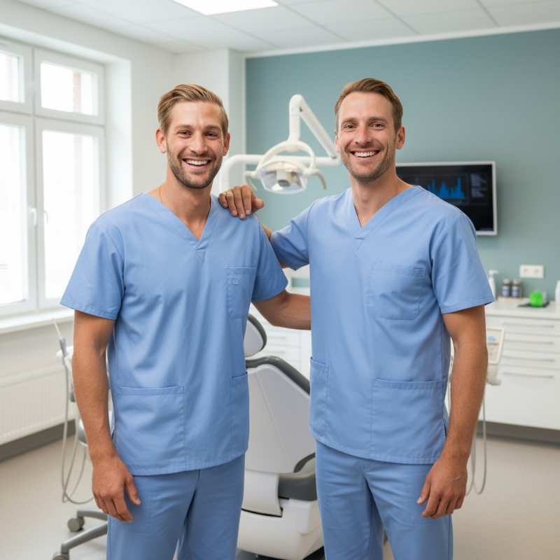 Arzt Andreas und Kollege nach erfolgreichem Coaching