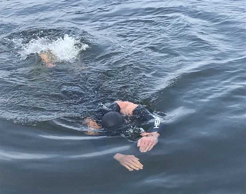 Daniel beim Freischwimmen im Rahmersee